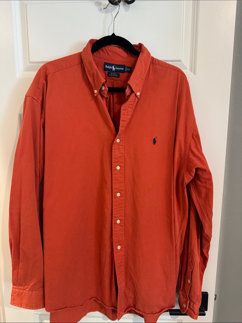 Ralph Lauren Men’s Burnt Orange Button-Down Shirt with Embroidered Logo